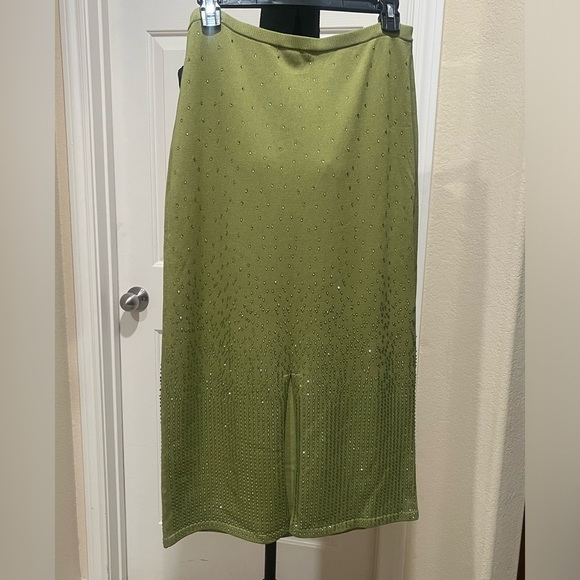 House of Harlow 1960 Green KNIT RHINESTONES Skirt, SPECIAL OCCASION SIZE M - Picture 5 of 8